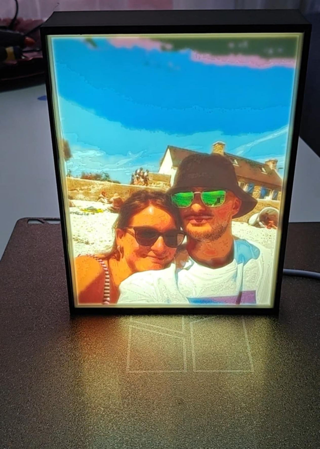 Litofanía 3D personalizada con foto familiar iluminada