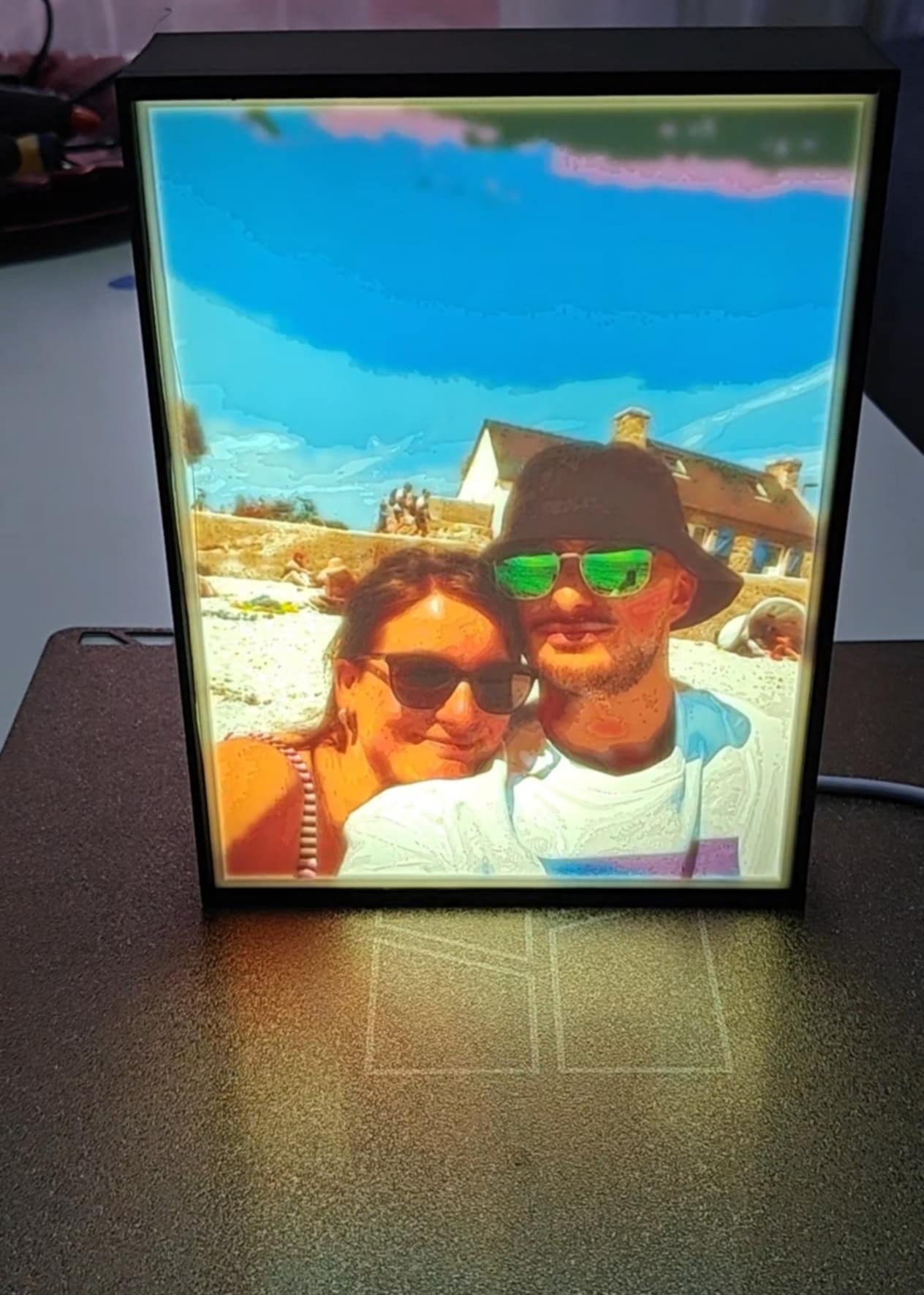 Litofanía 3D personalizada con foto familiar iluminada