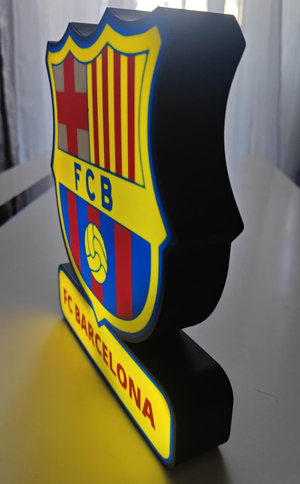 Escudo iluminado LED 3D de equipo de fútbol, caja de luz personalizada