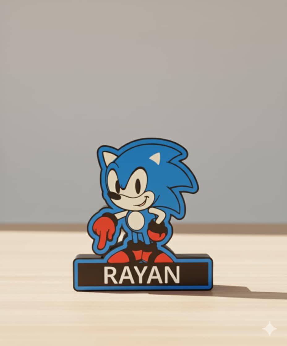 Detalle de lámpara 3D personalizada con diseño de personaje
